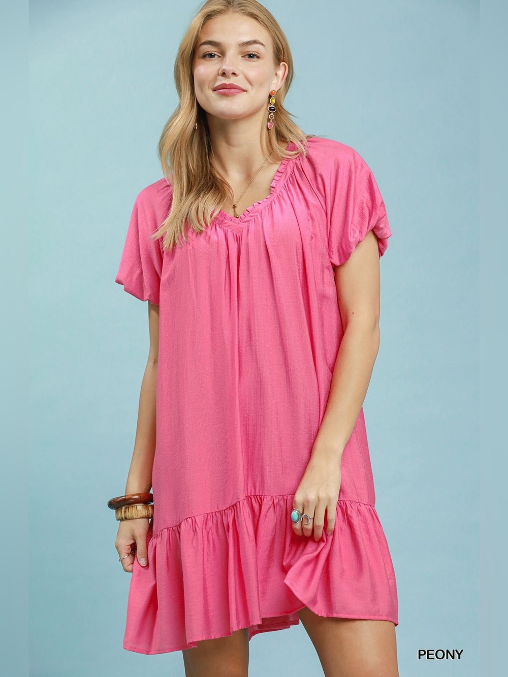 Umgee Ruffle Hem Shift Mini Dress